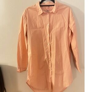 Aiayu Organic Cotton Peach Oversized Button Down Shirt Tunic M Preloved